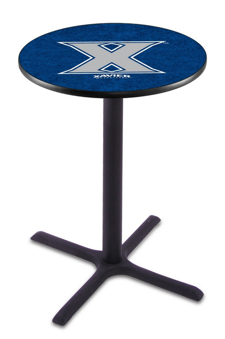Xavier Musketeers Black Wrinkle Bar Table with Cross Base
