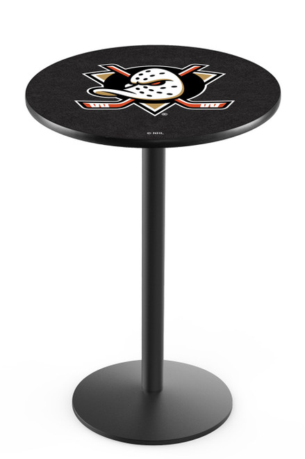 Anaheim Ducks Black Wrinkle Bar Table with Round Base