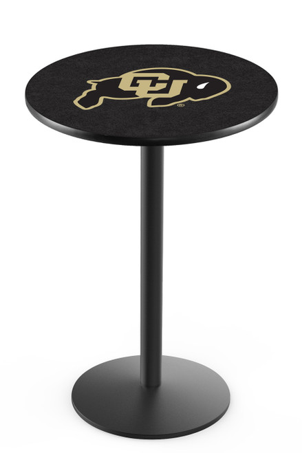 Colorado Buffaloes Black Wrinkle Bar Table with Round Base