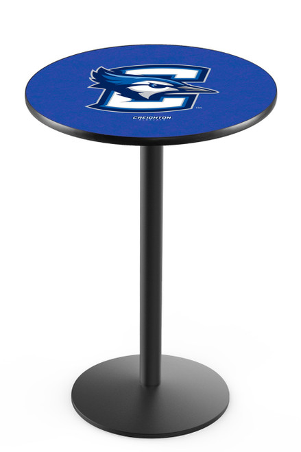 Creighton Bluejays Black Wrinkle Bar Table with Round Base