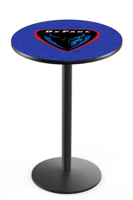 DePaul Blue Demons Black Wrinkle Bar Table with Round Base