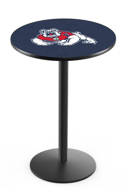 Fresno State Bulldogs Black Wrinkle Bar Table with Round Base