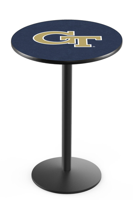 Georgia Tech Yellow Jackets Black Wrinkle Bar Table with Round Base