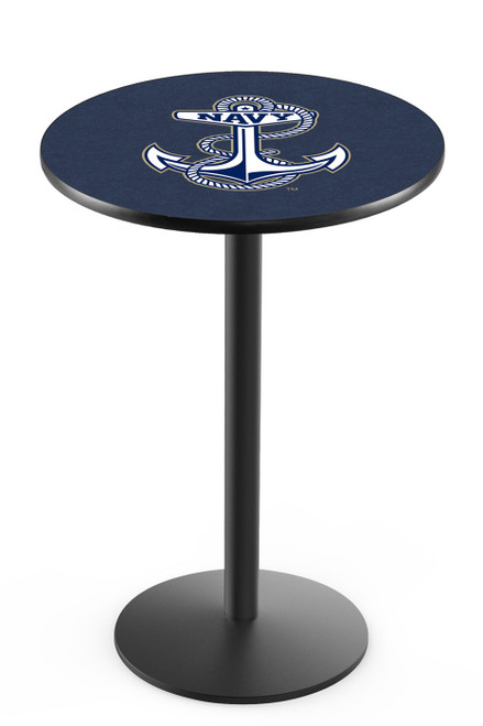 Navy Midshipmen Black Wrinkle Bar Table with Round Base