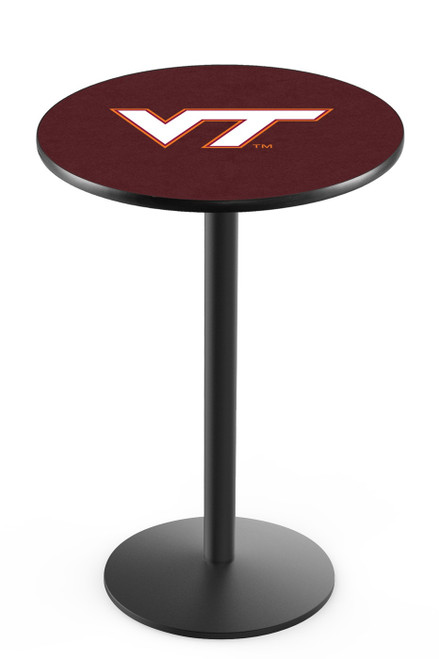 Virginia Tech Hokies Black Wrinkle Bar Table with Round Base