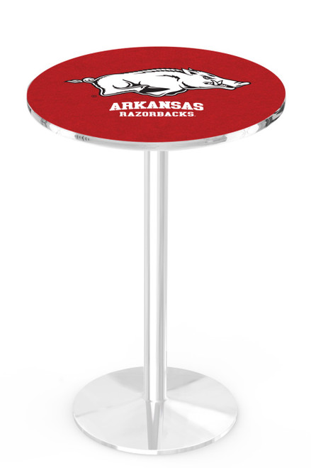 Arkansas Razorbacks Chrome Pub Table with Round Base