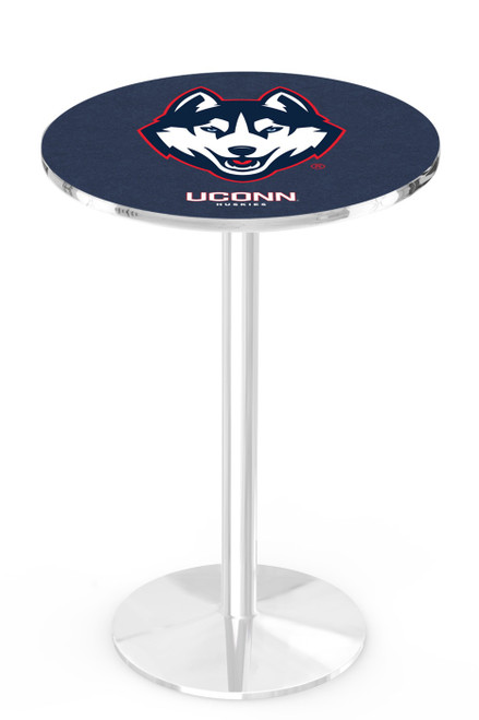 Connecticut Huskies Chrome Pub Table with Round Base