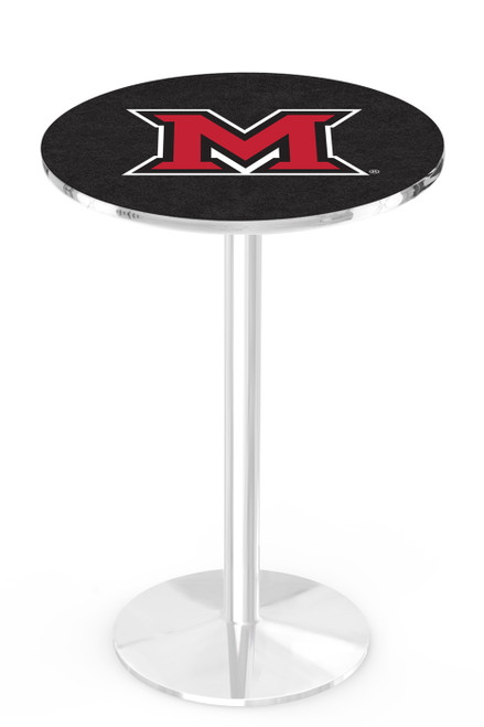 Miami of Ohio RedHawks Chrome Pub Table with Round Base
