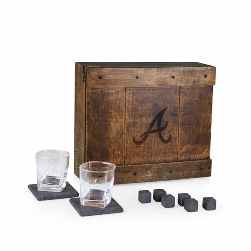 Atlanta Braves Oak Whiskey Box Gift Set