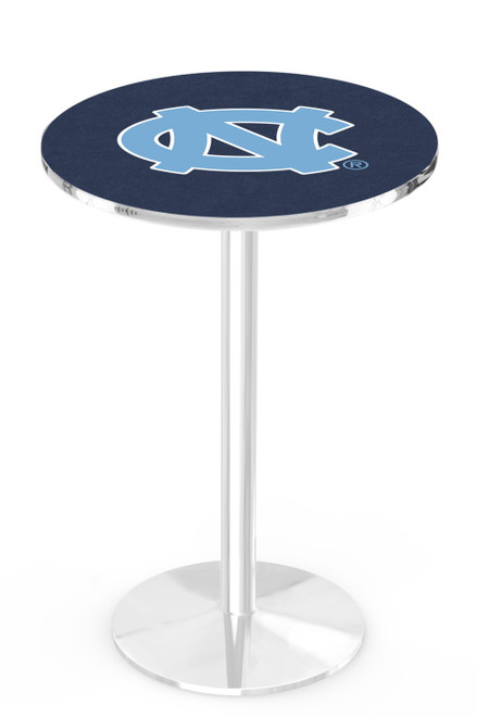 North Carolina Tar Heels Chrome Pub Table with Round Base