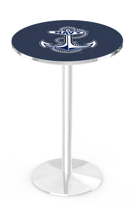 Navy Midshipmen Chrome Pub Table with Round Base