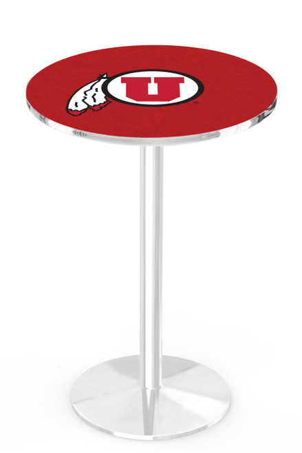 Utah Utes Chrome Pub Table with Round Base