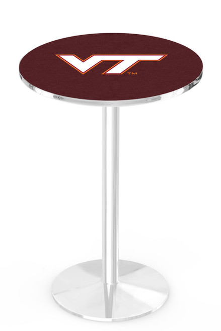 Virginia Tech Hokies Chrome Pub Table with Round Base