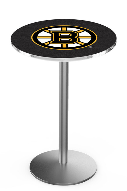 Boston Bruins Stainless Steel Bar Table with Round Base