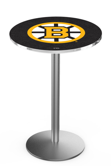 Boston Bruins Stainless Steel Bar Table with Round Base