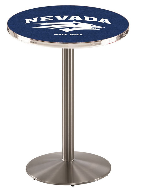 Nevada Wolf Pack Stainless Steel Bar Table with Round Base