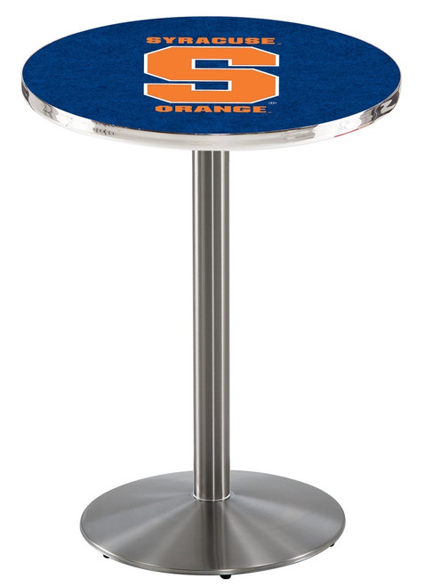 Syracuse Orange Stainless Steel Bar Table with Round Base