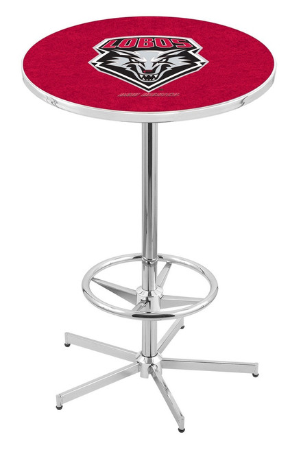 New Mexico Lobos Chrome Bar Table with Foot Ring
