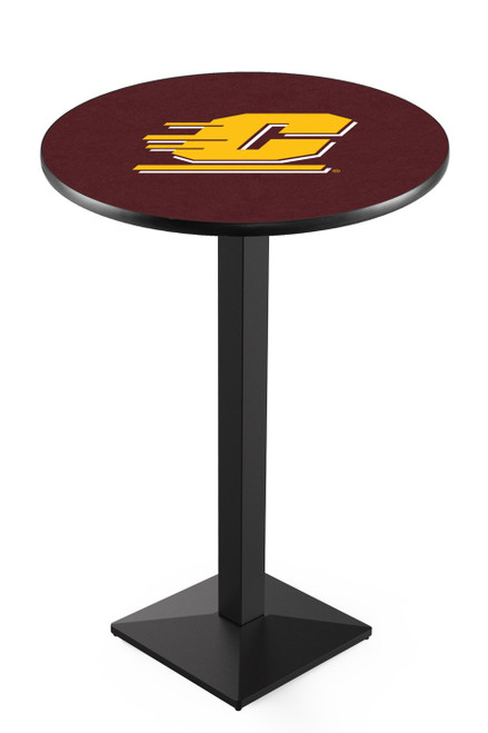 Central Michigan Chippewas Black Wrinkle Pub Table with Square Base