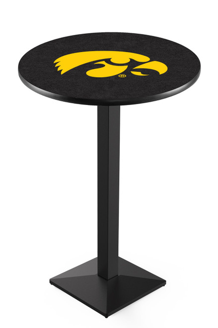 Iowa Hawkeyes Black Wrinkle Pub Table with Square Base