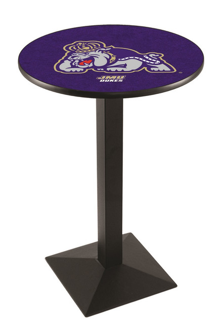 James Madison Dukes Black Wrinkle Pub Table with Square Base