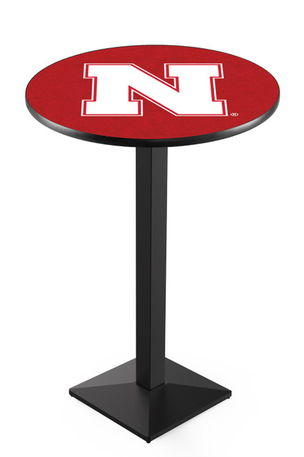 Nebraska Cornhuskers Black Wrinkle Pub Table with Square Base