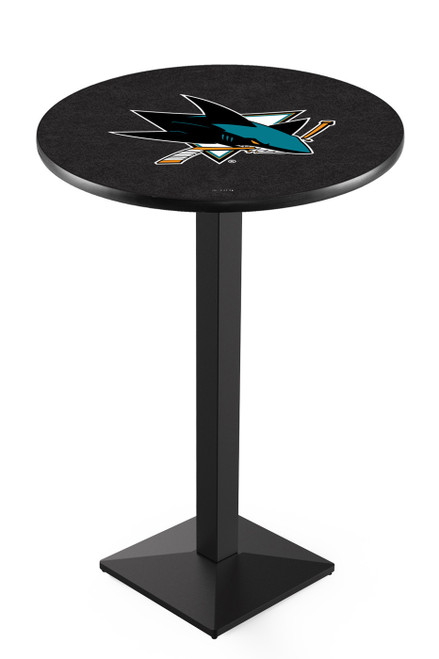 San Jose Sharks Black Wrinkle Pub Table with Square Base