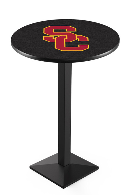 USC Trojans Black Wrinkle Pub Table with Square Base