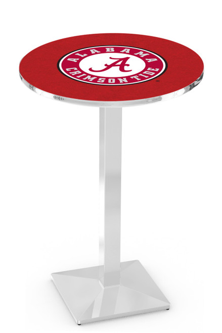 Alabama Crimson Tide Script A Chrome Bar Table with Square Base