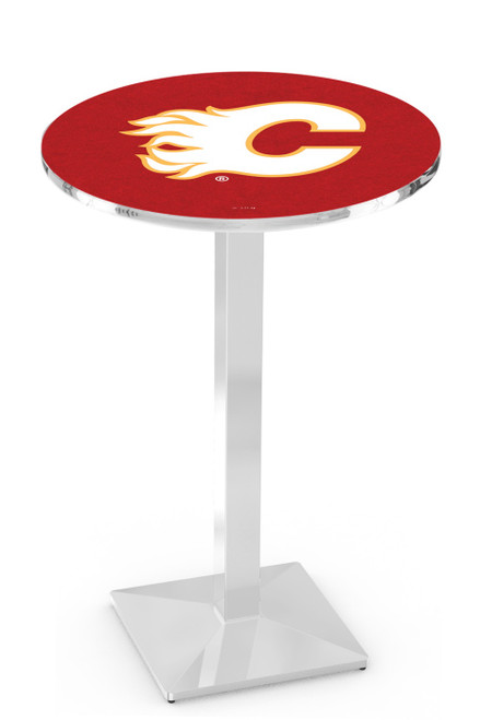 Calgary Flames Chrome Bar Table with Square Base