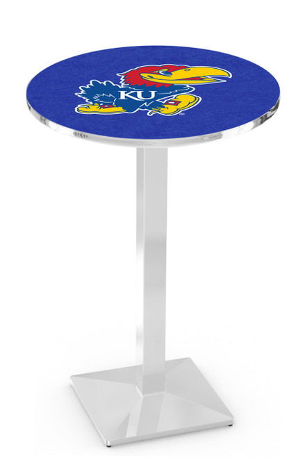Kansas Jayhawks Chrome Bar Table with Square Base