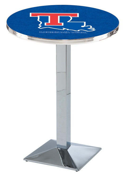 Louisiana Tech Bulldogs Chrome Bar Table with Square Base