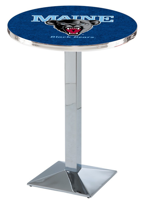 Maine Black Bears Chrome Bar Table with Square Base