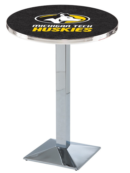 Michigan Tech Huskies Chrome Bar Table with Square Base