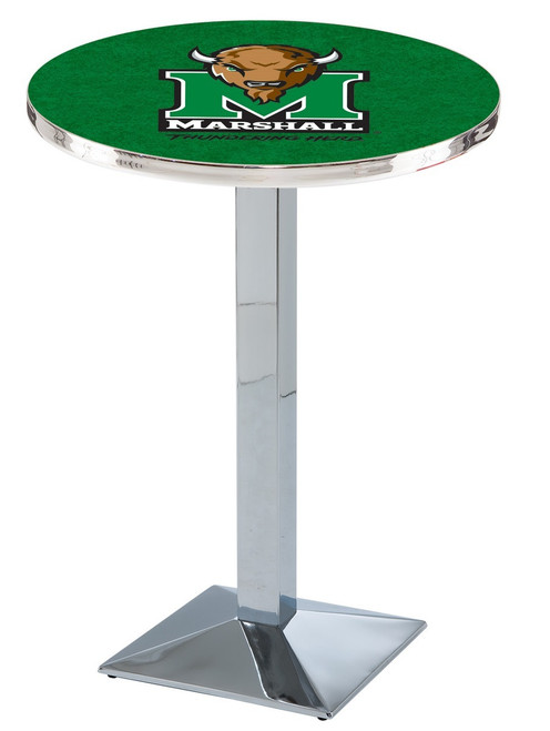 Marshall Thundering Herd Chrome Bar Table with Square Base