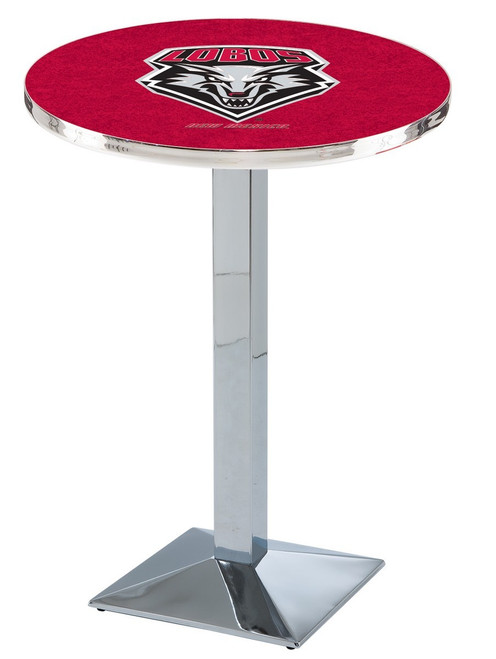 New Mexico Lobos Chrome Bar Table with Square Base