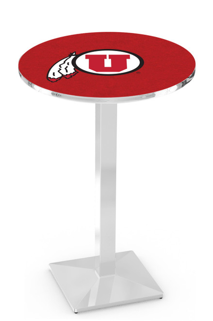 Utah Utes Chrome Bar Table with Square Base