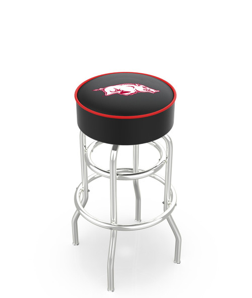 Arkansas Razorbacks Double-Ring Chrome Base Swivel Bar Stool