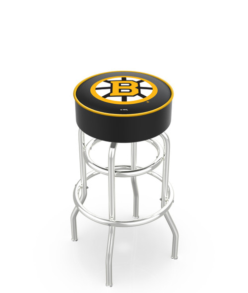 Boston Bruins Double-Ring Chrome Base Swivel Bar Stool