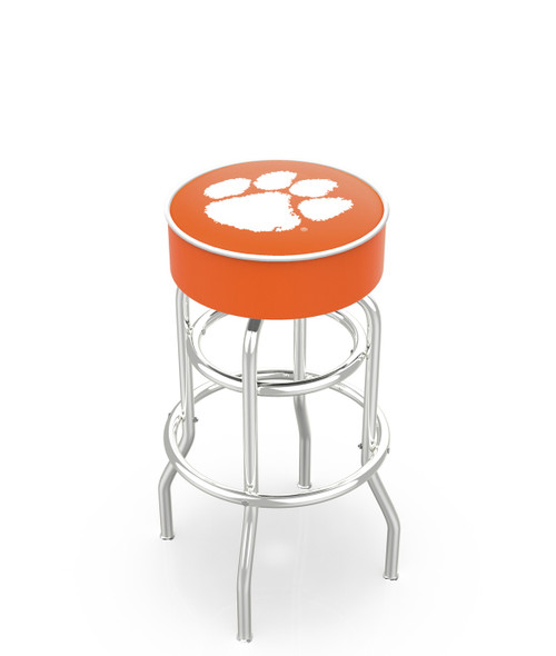 Clemson Tigers Double-Ring Chrome Base Swivel Bar Stool