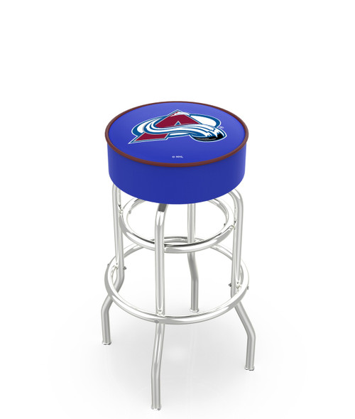 Colorado Avalanche Double-Ring Chrome Base Swivel Bar Stool