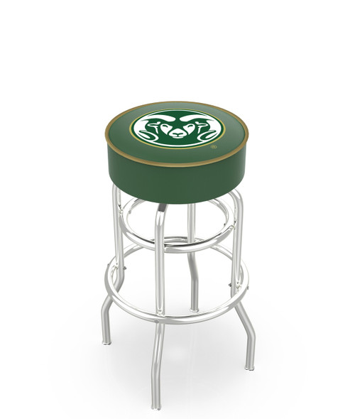 Colorado State Rams Double-Ring Chrome Base Swivel Bar Stool