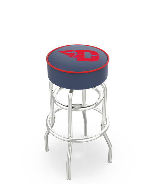 Dayton Flyers Double-Ring Chrome Base Swivel Bar Stool