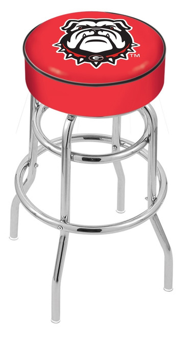 Georgia Bulldogs NCAA Double-Ring Chrome Base Swivel Bar Stool