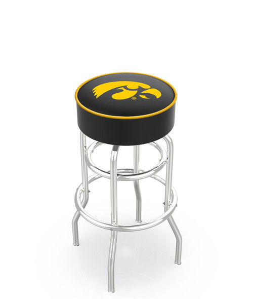 Iowa Hawkeyes Double-Ring Chrome Base Swivel Bar Stool