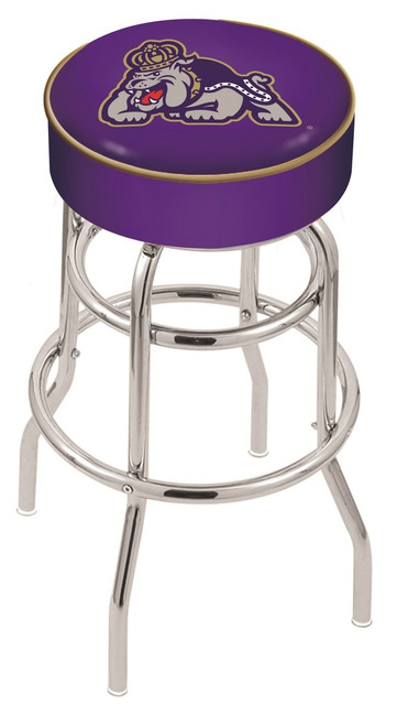 James Madison Dukes Double-Ring Chrome Base Swivel Bar Stool