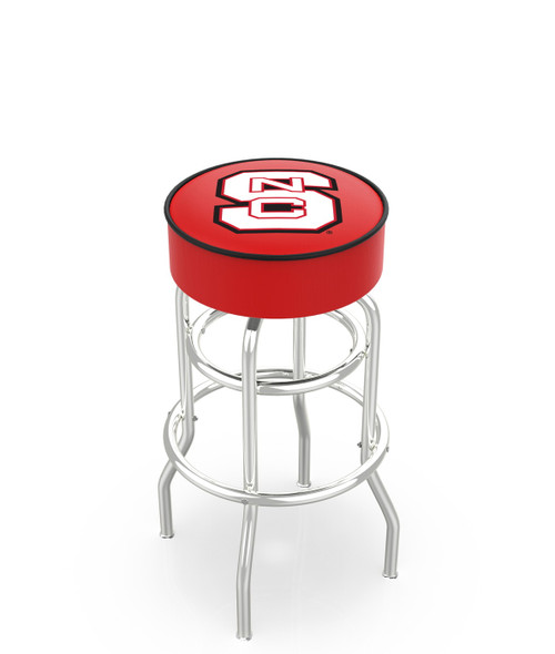 North Carolina State Wolfpack Double-Ring Chrome Base Swivel Bar Stool