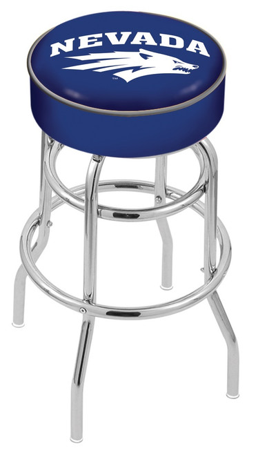 Nevada Wolf Pack Double-Ring Chrome Base Swivel Bar Stool