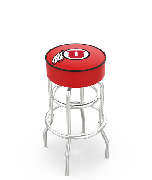 Utah Utes Double-Ring Chrome Base Swivel Bar Stool