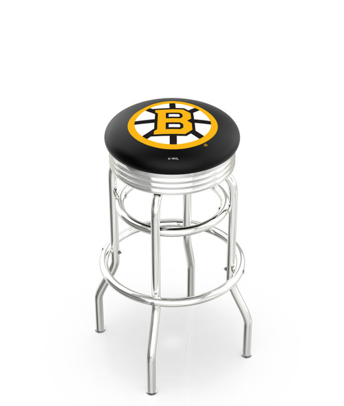 Boston Bruins Double Ring Swivel Barstool with Ribbed Accent Ring